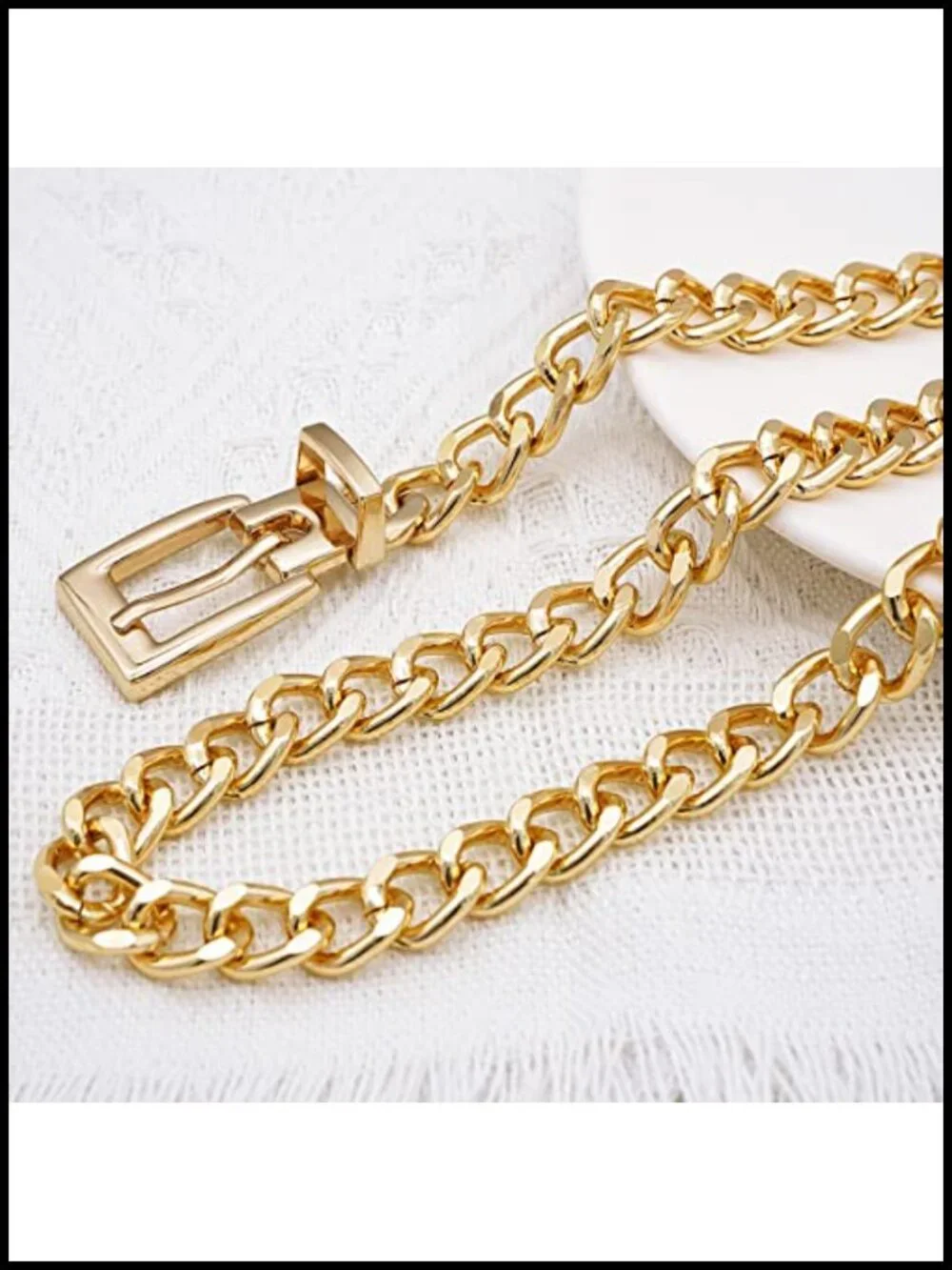 Multilayer Rhinestone Chain Belt for Women Waist Chain Curb Link